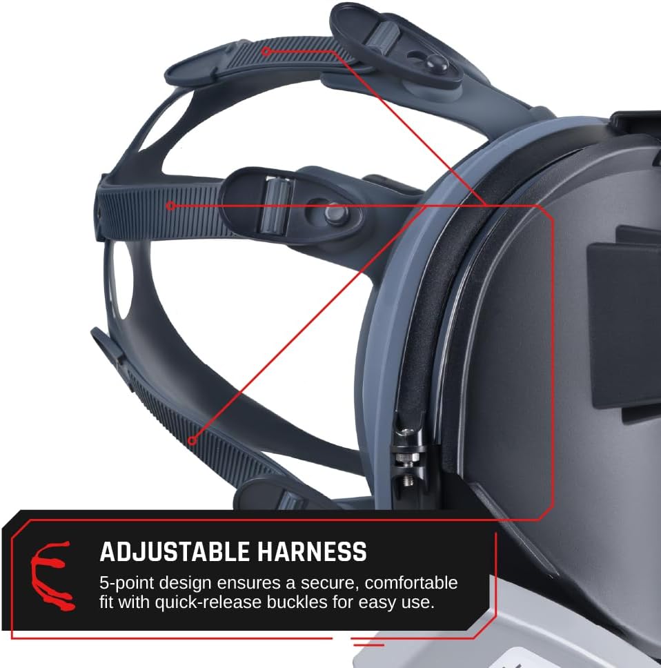 WF-100 Full-Face Welding Respirator - Gas Mask Welding Hood with Dual P3 Cartridges - 99.9% Particulate, Organic Vapor, Acidic Gas Filtration
