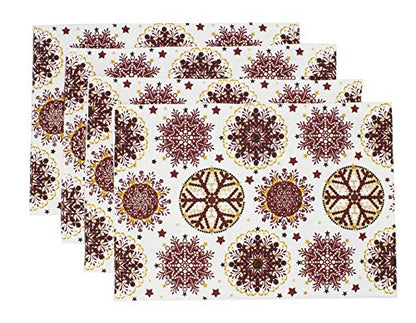 Fennco Styles Holiday Decor Red Snowflake Print Tablecloth