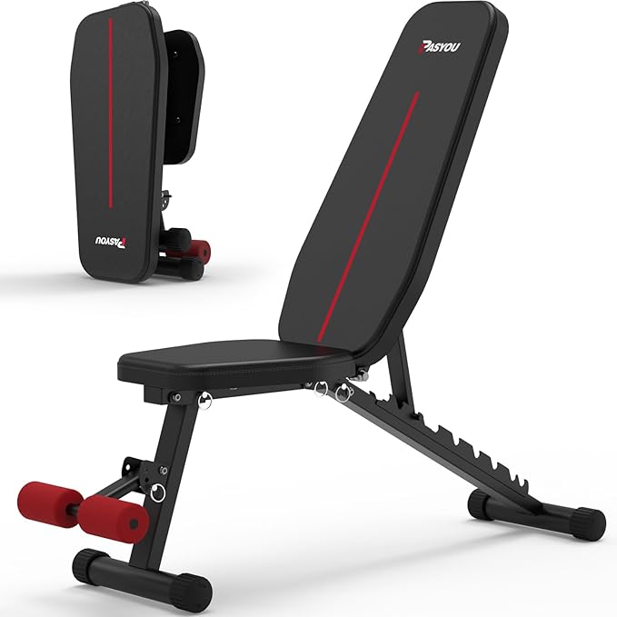 PASYOU Adjustable Weight Bench Full Body Workout Multi-Purpose Foldable Incline Decline Exercise Workout Bench for Home Gym