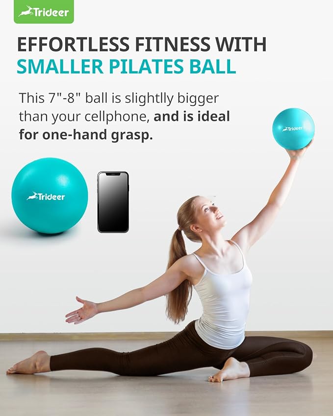 Trideer Pilates Ball - 7-8 inch with Pump, Small Core Ball for Yoga, Barre, Physical Therapy