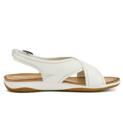 UBFEN Womens Flat Sandals Arch Support Adjustable Slingback White Size 6