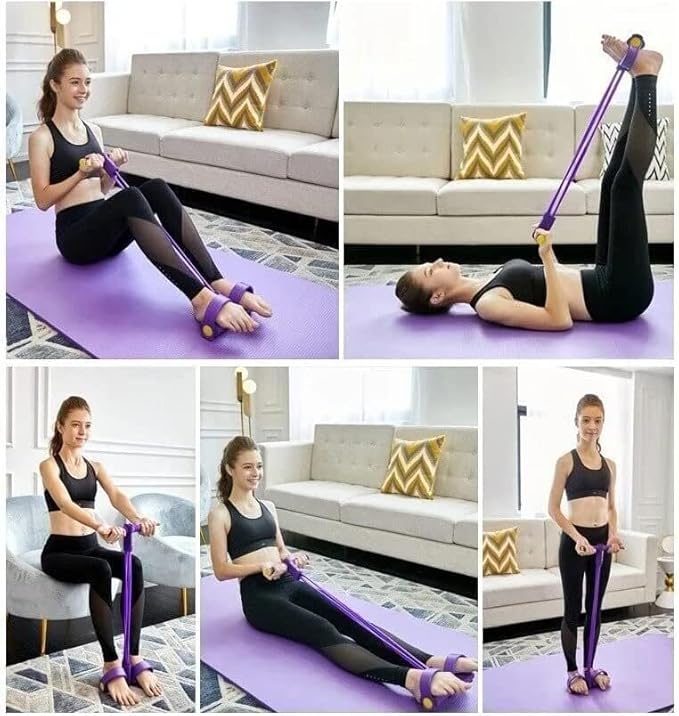 21 Fitness Resistance Bands - 4 Tube Pedal Ankle Puller, Yoga Handle Bands Exerciser Multifunction Trainer Tension Rope for Body, Abdomen, Waist, Arm, Tummy Exercise Stretching Training ( Color : Gree
