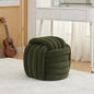 Chenille Knot Design Ottoman Makeup Stool Footstool, Green