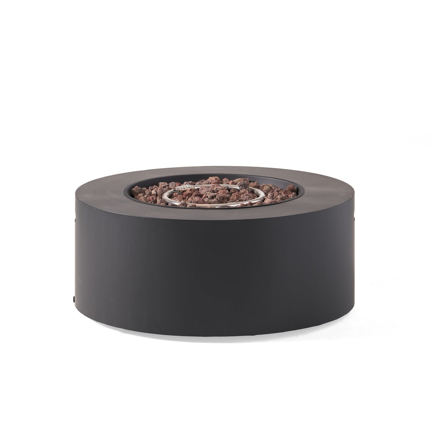 Modern Iron Propane Fire Pit, 32' Round, 40,000 BTU, Dark Grey Finish