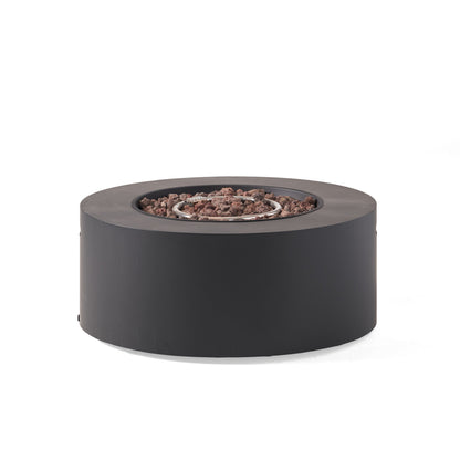 Modern Iron Propane Fire Pit, 32' Round, 40,000 BTU, Dark Grey Finish