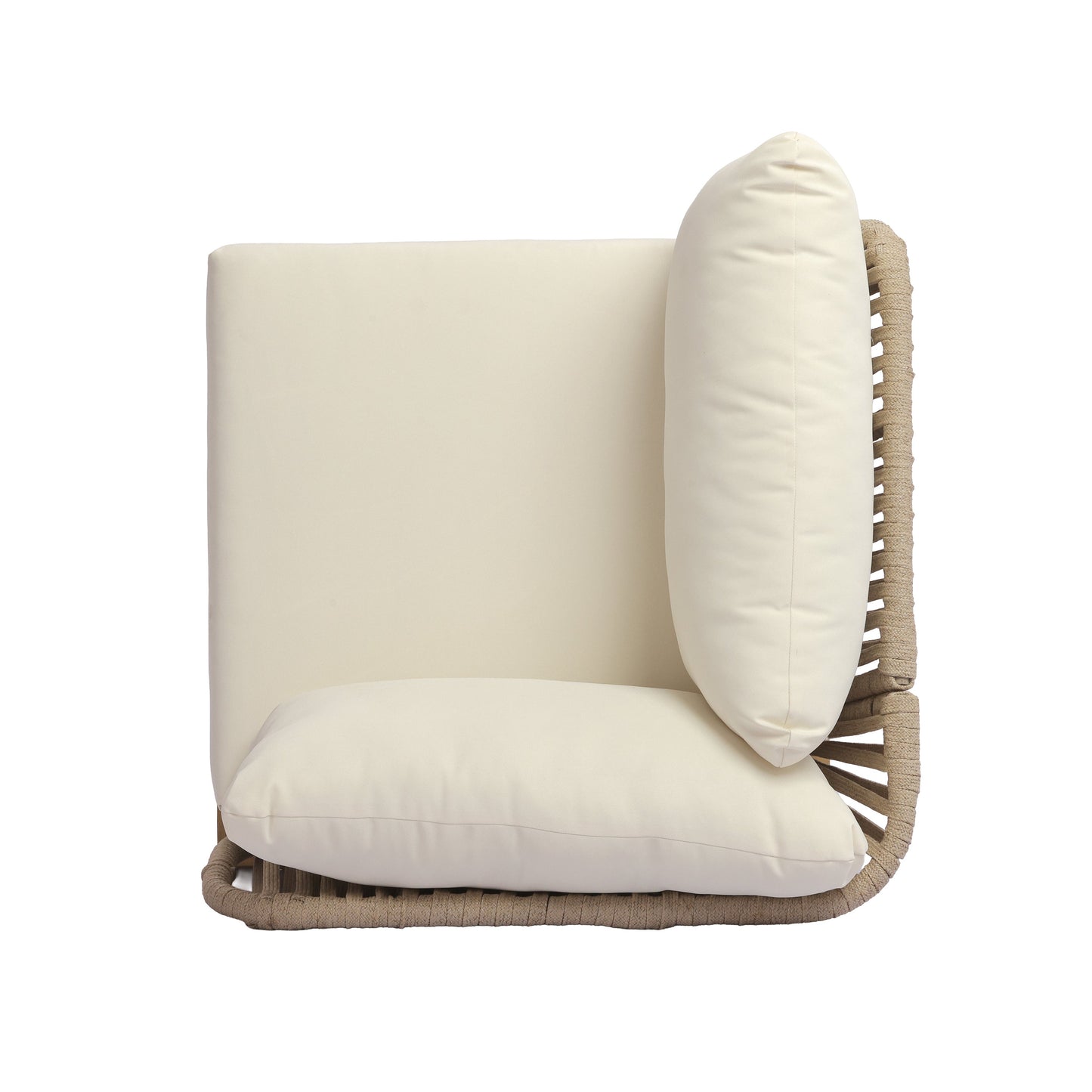 Outdoor Sectional Set Acacia Wood Rope L-Shape Beige 6 Piece