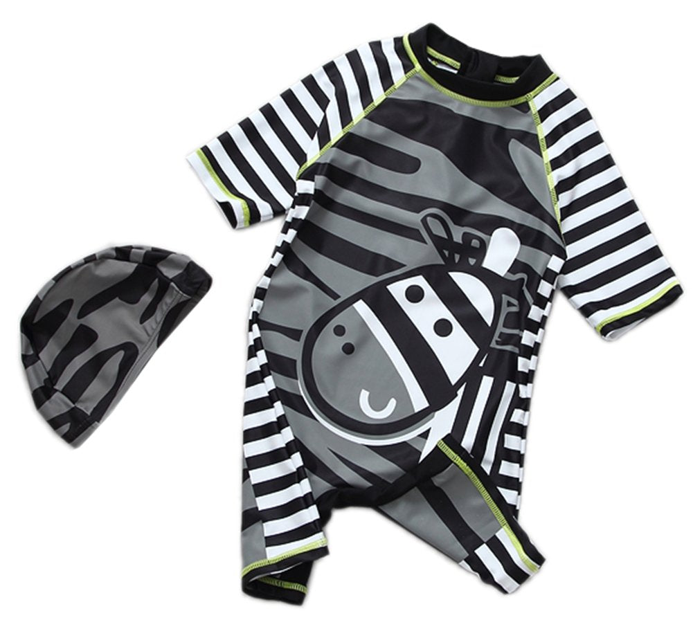 stylesilove Baby Little Boy Kids Zebra Costume Swimsuit and Hat 2 Pieces Set