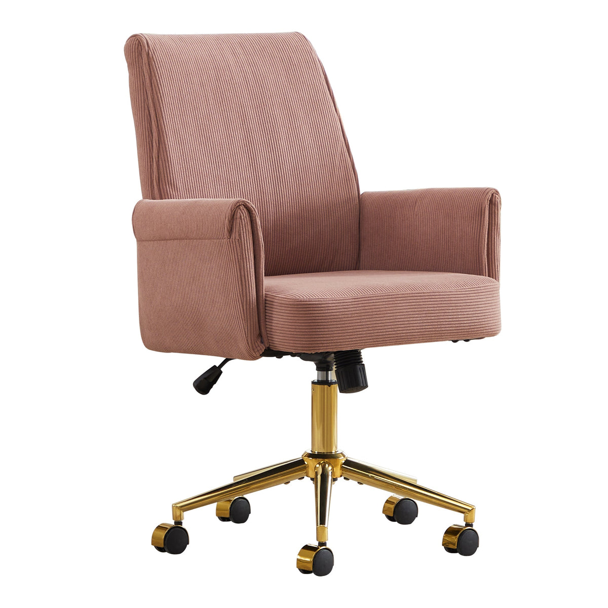 Ergonomic Mid-Back Chair, Light Pink Corduroy, Striped
