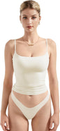 Women Square Neck Tank Top - Summer Cami with Adjustable Straps