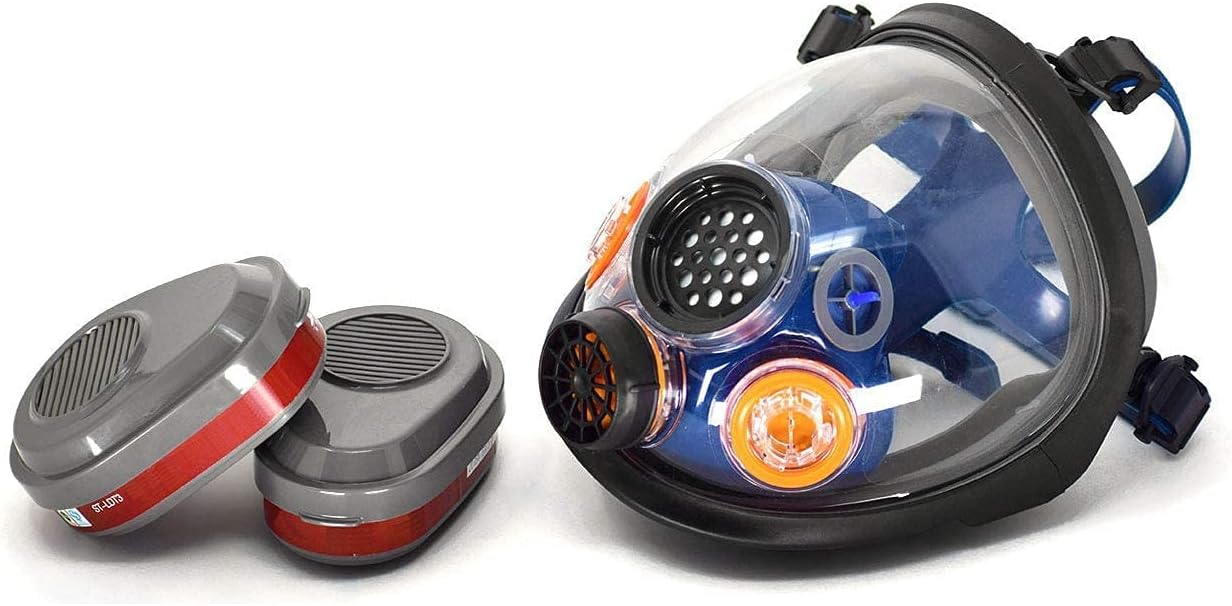 Parcil Distribution Wildfire Safety Kit - PD-101 Full Face Smoke Respirator & Fire Extinguisher Blanket Set - Home & Emergency Use - 2 P-A-3 Activated Carbon Filters