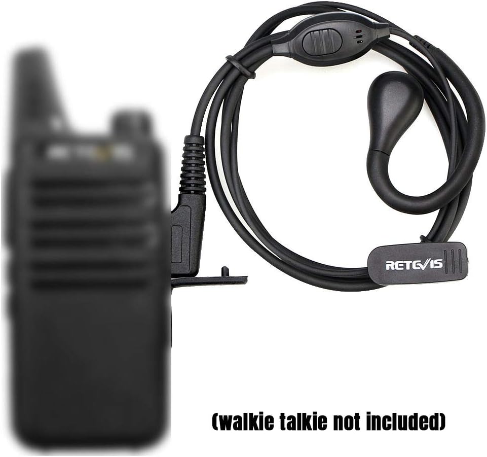 Retevis RT22 Walkie Talkie Earpiece with Mic, Earhook, 2 Pin, for RT22 RT68 RT21 H-777 RT86, Compatible with Pxton Baofeng BF-888S BF-T26 Kenwood Two Way Radio, Two Way Radio Earpiece(1 Pack)