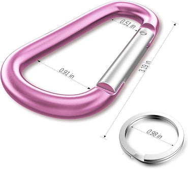 sprookber 3" Aluminum Carabiner D Ring, Caribeener Clips, Spring Snap Hook for Keychain Clip, Set of 10
