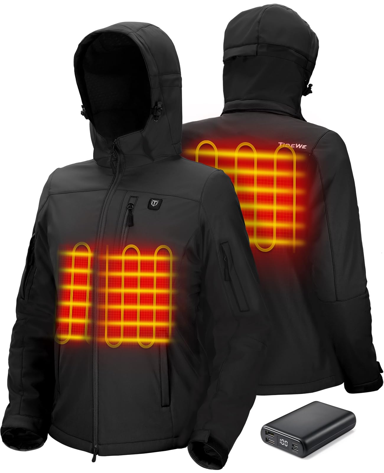 TIDEWE Heated Jacket for Women with Battery Pack (Black, Pink, Camo, Size S-XXL)