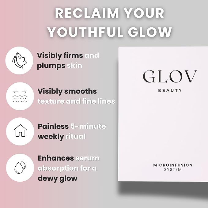 Micro Infusion System - 0.25mm 24k Gold Cosmetic Facial Stamp with Hyaluronic Acid & Peptide Serum Ampoules - At-Home Hydrating & Plumping Glow Kit for Face & Lips