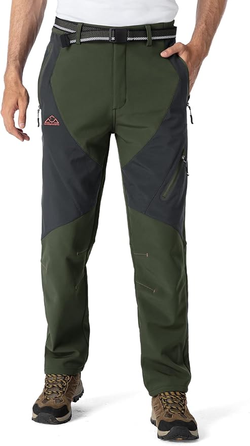 YSENTO Men's Fleece Lined Ski Snow Pants Winter Waterproof Softshell Insulated Hiking Cargo Pants