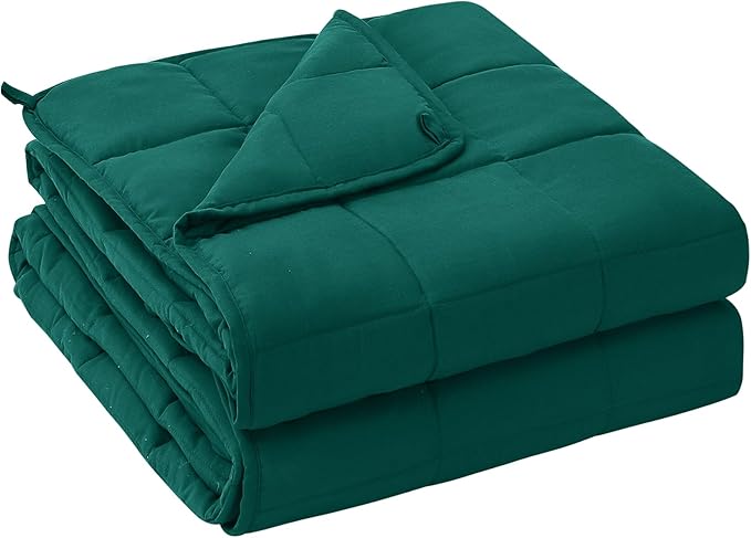yescool Weighted Blanket for Adults (18 lbs, 60" x 80", Dark Green) Cooling Heavy Blanket for Sleeping Perfect for 170-190 lbs, Queen Size Breathable Blanket with Premium Glass Bead, Machine Washable