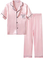 Girls Satin Pajama Set - Silky Button Down PJ with Shorts Size 6-16