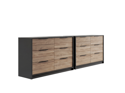 Dresser Modern 4-Drawer Pine Particle Board Black Handles Set of 2 42.1 In