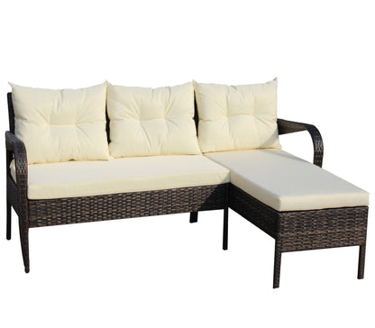 Outdoor Conversation Set PE Rattan 2 Piece Brown