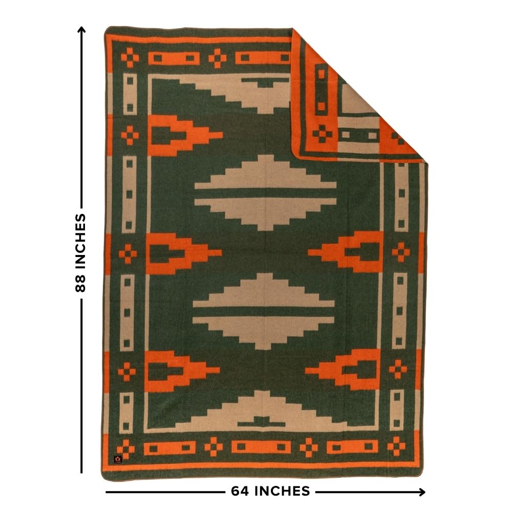 Arcturus Rainier Wool Blanket - 4.5lbs Warm, Heavy, Washable, Large | Great for Camping, Outdoors, Survival & Emergency Kits (Sunset Peak)