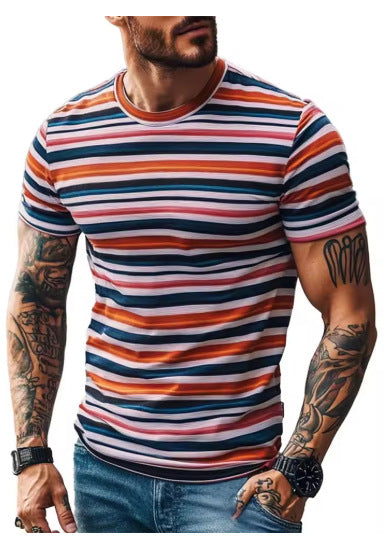Men's Fashion Striped Casual Short-Sleeve