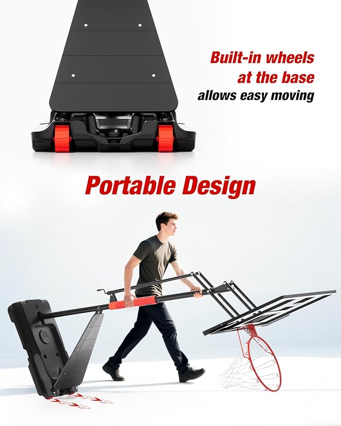 Portable Basketball Hoop Outdoor 5.3-10 FT Height Adjustable, Basketball Goals Systems for All Ages with 45 Inch Shatterproof Backboard in Backyard/Driveway/Indoor