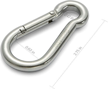 sprookber Stainless Steel Carabiner Spring Snap Hook - 304 Stainless Steel Heavy Duty Clips, Set of 4