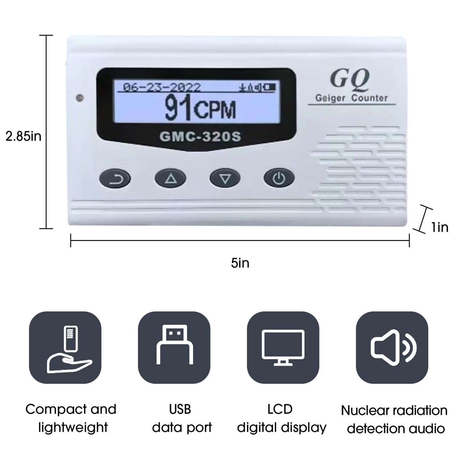Bundle of 1 GQ GMC-320S Geiger Counter Nuclear Radiation Detector Dosimeter Beta Gamma X-ray Portable Radiation Monitor Meter USA Product and United Nuclear Geiger Counter Test Card