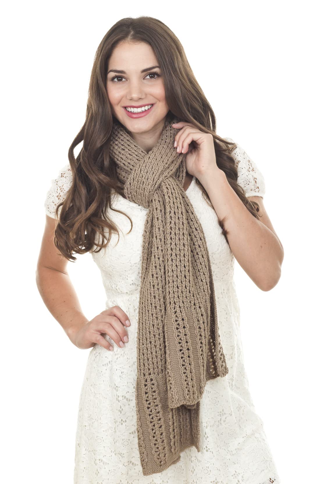 stylesilove Classic Knitted Women Solid Color Oblong Scarf