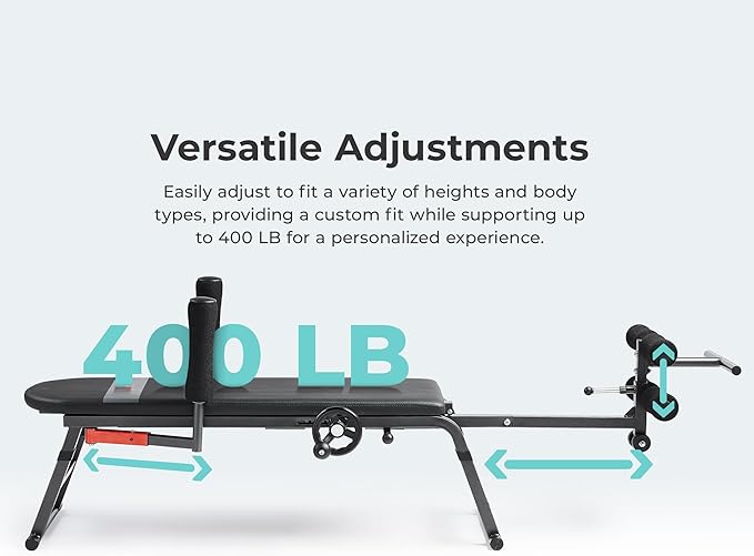Sunny Health & Fitness Full Body Traction & Stretch Decompression Bench/Table Machine for Lumbar Stretching, Lower Back Pain Relief, Improved Posture Correction, Rehab, Spinal Compression, Flexibility