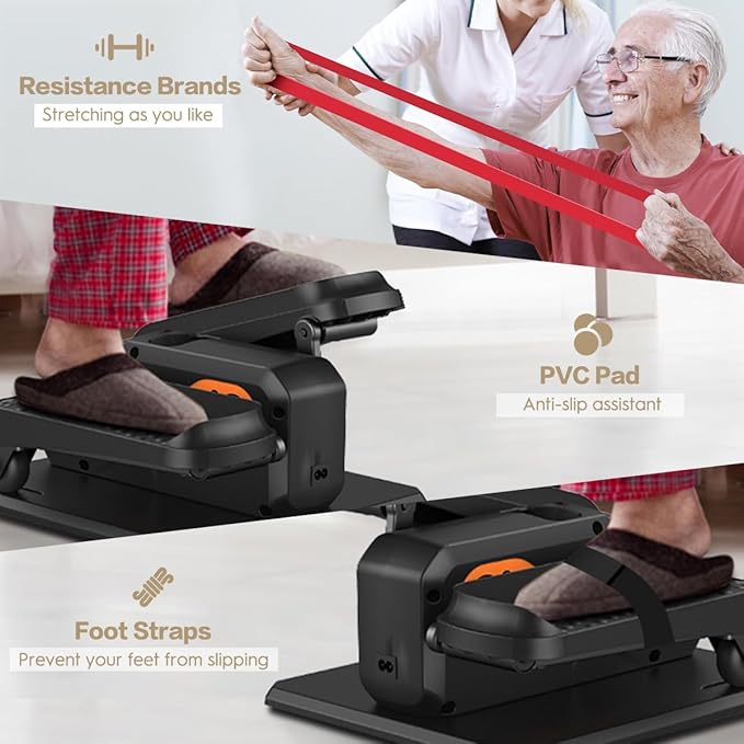 Under Desk Elliptical Machine, Electric Ellipse Leg Exerciser While Sitting for Seniors Adults, Quiet & Portable Electric Seated Pedal Exerciser with Remote Control, 15 Adjustable Speeds, 5 Auto Modes