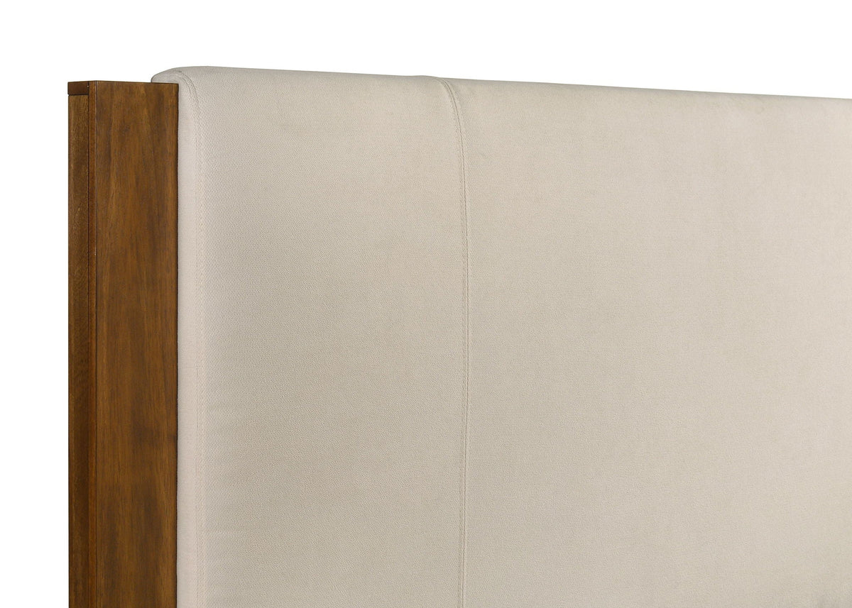Adderley Eastern King Wood Panel Bed Cream and Warm Brown
