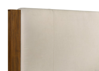 Adderley Eastern King Wood Panel Bed Cream and Warm Brown