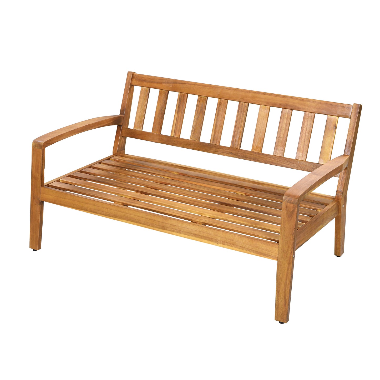 Outdoor Conversation Set Acacia Wood Teak Beige Cushion 2 Piece