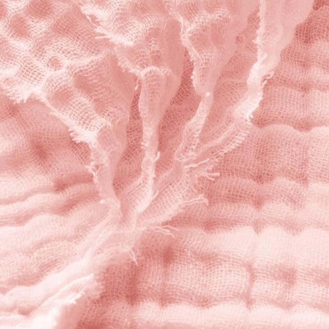 Carriediosa 100% Cotton Muslin Throw Blanket 90" X 90" Queen Size，4-Layers Summer Gauze Throws for Bed Couch，Soft Lightweight Breathable Linen Blankets Bedspread for Adults All Season，Dusty Pink