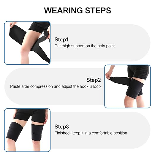 supregear Thigh Wraps Support, Adjustable Compression Neoprene Thigh Sleeve Hamstring Quad Wrap Upper Leg Brace for Women Men Pulled Groin Muscle, Quadriceps, Black, XL