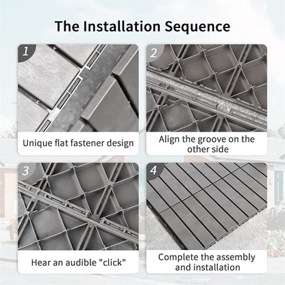 Outdoor Deck Tiles Composite Dark Gray 12" Interlocking Pack 9
