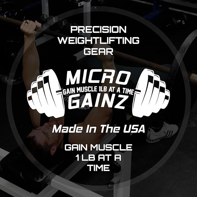 Micro Gainz 1-Inch Center Hole Standard Fractional Weights Plates Set, 8 Piece Dumbbell & Barbell Set of .50LB Plates for Strength Training and Weight Lifting, Made In USA