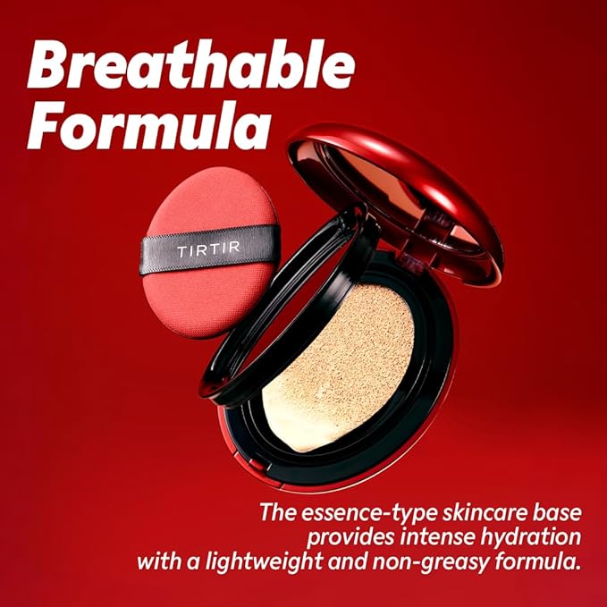 TIRTIR Mask Fit Red Cushion Foundation | Full coverage, Weightless, Skin fit, Satin Glow Finish, Korean Makeup, beauty, Tattoo cover up, Buildable (#33N Macchiato / 0.63 Fl Oz)