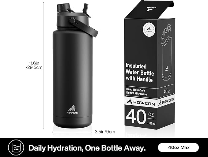 40 oz Insulated Water Bottle with 2-in-1 Straw and Spout Lid, Keep Cold 24H, Leak-Proof, BPA-Free, Double Wall Stainless Steel Water Bottle for Sports, Gym, Travel, and School (Mystic Glyph)