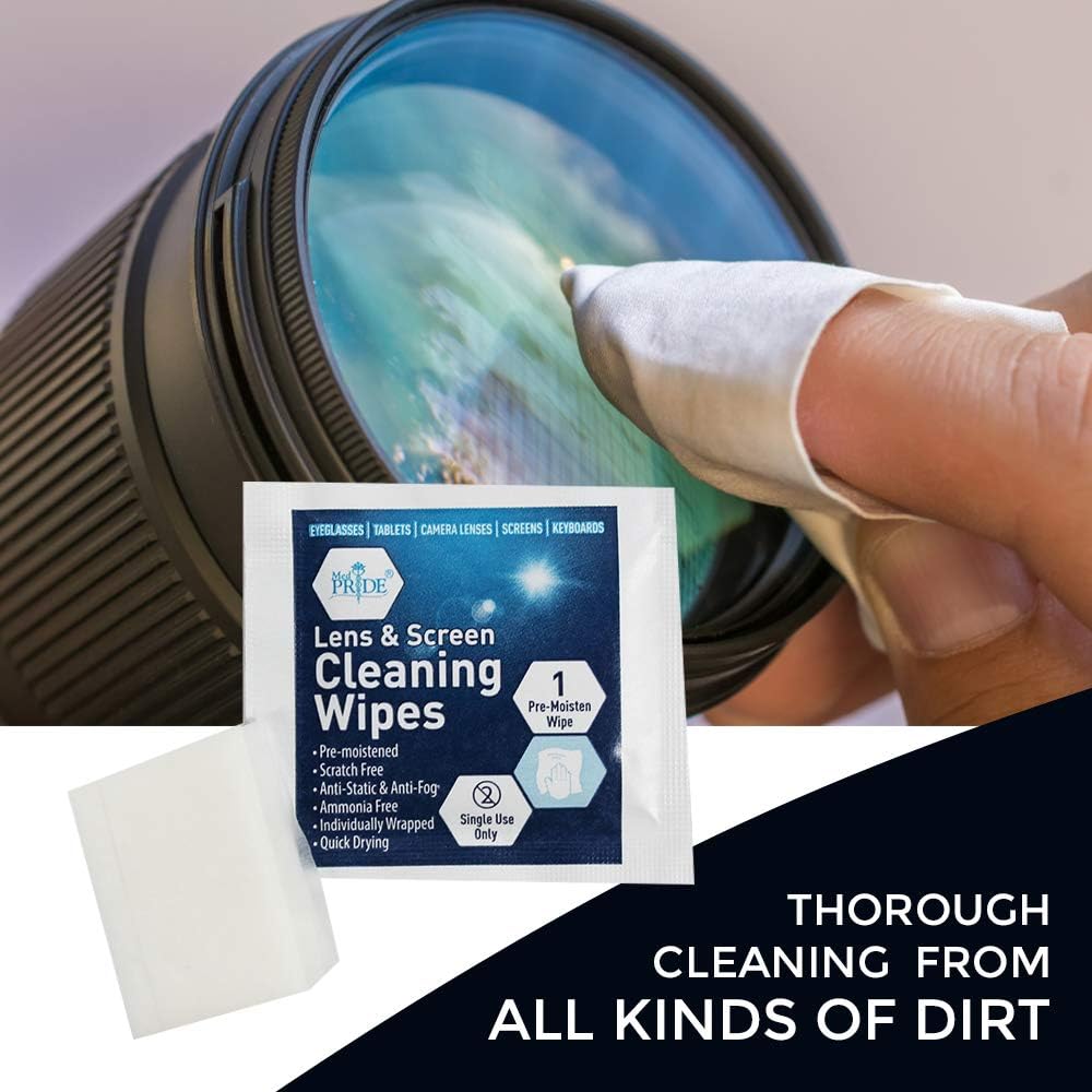 MedPride Premoistened Lens Cleaning Wipes - 6" x 5"- 200 wipes/ Case of 20 (4000 count)