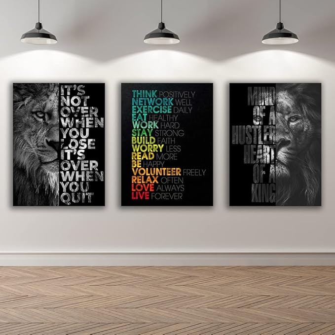 Motivational Canvas Painting Wall Art Execution Grind Hustle Inspirational Wall Art Success Entrepreneur Poster Positive Quotes Wall Poster Framed for Home Office Wall Decor[60''Wx 28''H]