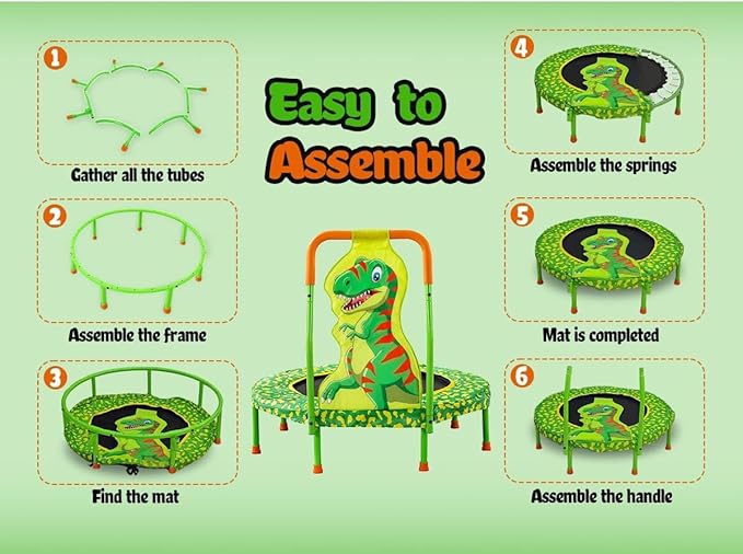 SSLine 36 inch Kids Small Baby Toddler Trampoline with No-Gap Spring Design, Mini Trampoline with Handle Bar and Safety Padded Cover, Indoor Outdoor Fun for Kids