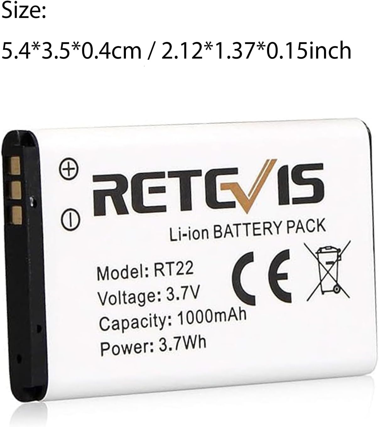 Retevis RT22 RT22S RT15 RT19 walkie talkies Battery Original 3.7V Li-ion Battery 1000mAh Compatible RT22 RT22S RT15 RT19 WLN KD-C1 Walkie Talkies (5 Pack)
