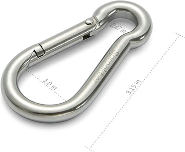 sprookber Stainless Steel Carabiner Spring Snap Hook - 304 Stainless Steel Heavy Duty Clips, Set of 4