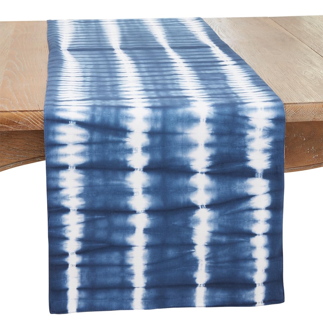 Fennco Styles Indigo Tie Dye Stripe Cotton Table Runner 16" W X 72" L