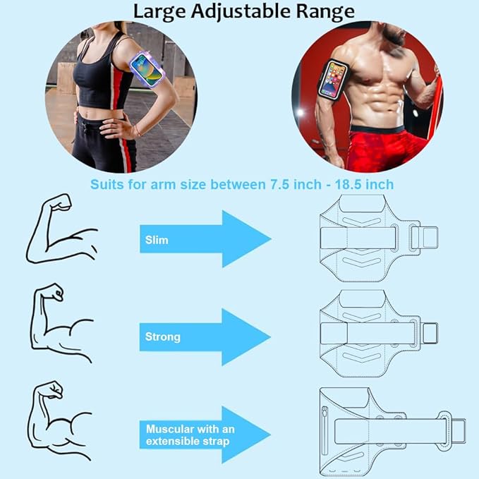 Phone Holder for Running-Arm Band for Running for iPhone & Samsung Galaxy, Cell Phone Armband Holder for Walking, Gym, Workout, Men, Women, w/Adjustable Strap & Zipper Pocket (Purple-M)
