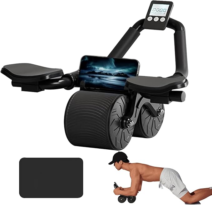 Elbow Support Automatic Rebound Abdominal Wheel,Ab Roller for Abdominal Exercise Machine,Dolly Core Strengthening Trainer Fitness Belly Training Ab Roller