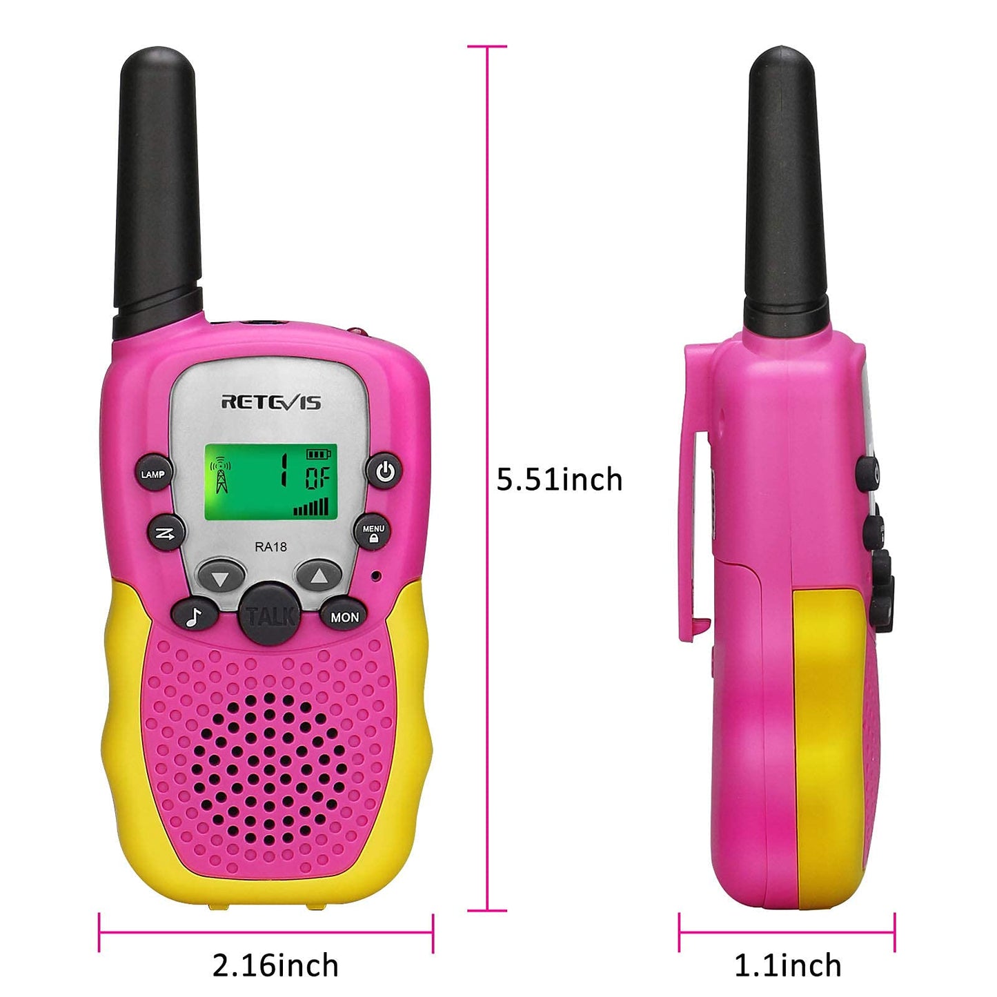 Retevis RT388 Walkie Talkies for Kids, Birthday Gifts for 6 7 8 9 10 11 12 Year Old Girls, 22 CH LCD Flashlight, Pink Walkie Talkies Christmas Gifts Toys for Girls(Pink, 2 Pack)