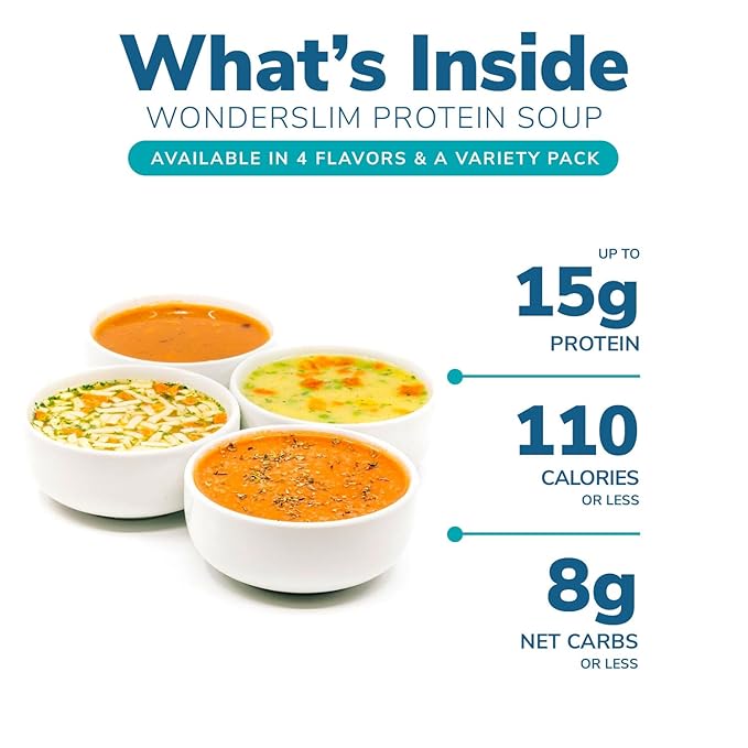 WonderSlim Protein Soup, Chicken & Vegetable Cream, 12g Protein, No Fat (7ct)